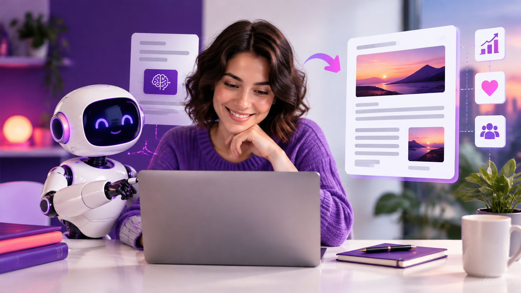 Marketer refining an AI draft into a branded, human-sounding blog post